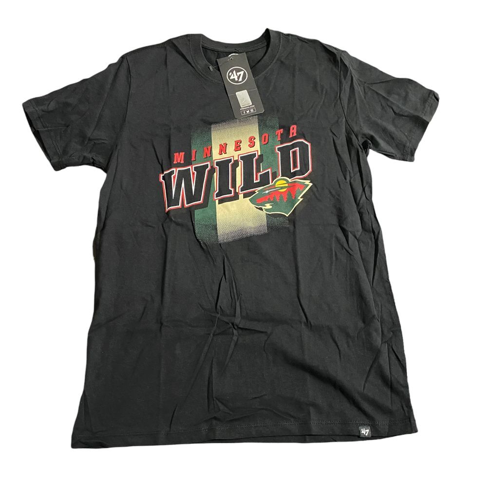 47 Brand Men's NHL Minnesota Wild Short Sleeve Hockey Shirt Jet Black NWT Size S